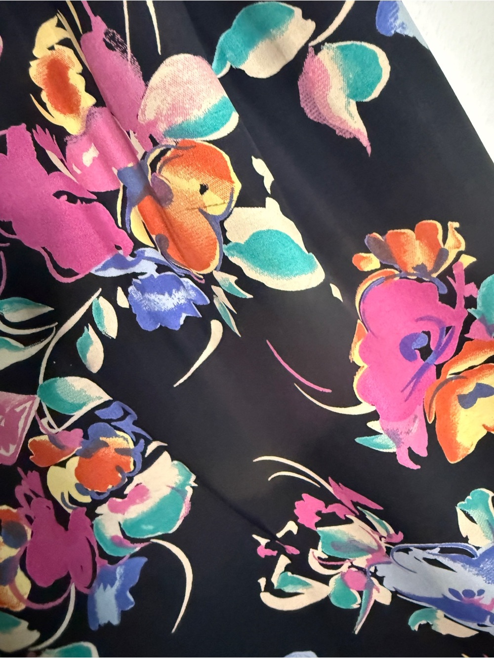 Emily St. John Black Floral A-Line Maxi Skirt - Multicolor Print. Sz 7/8. - Picture 3 of 7